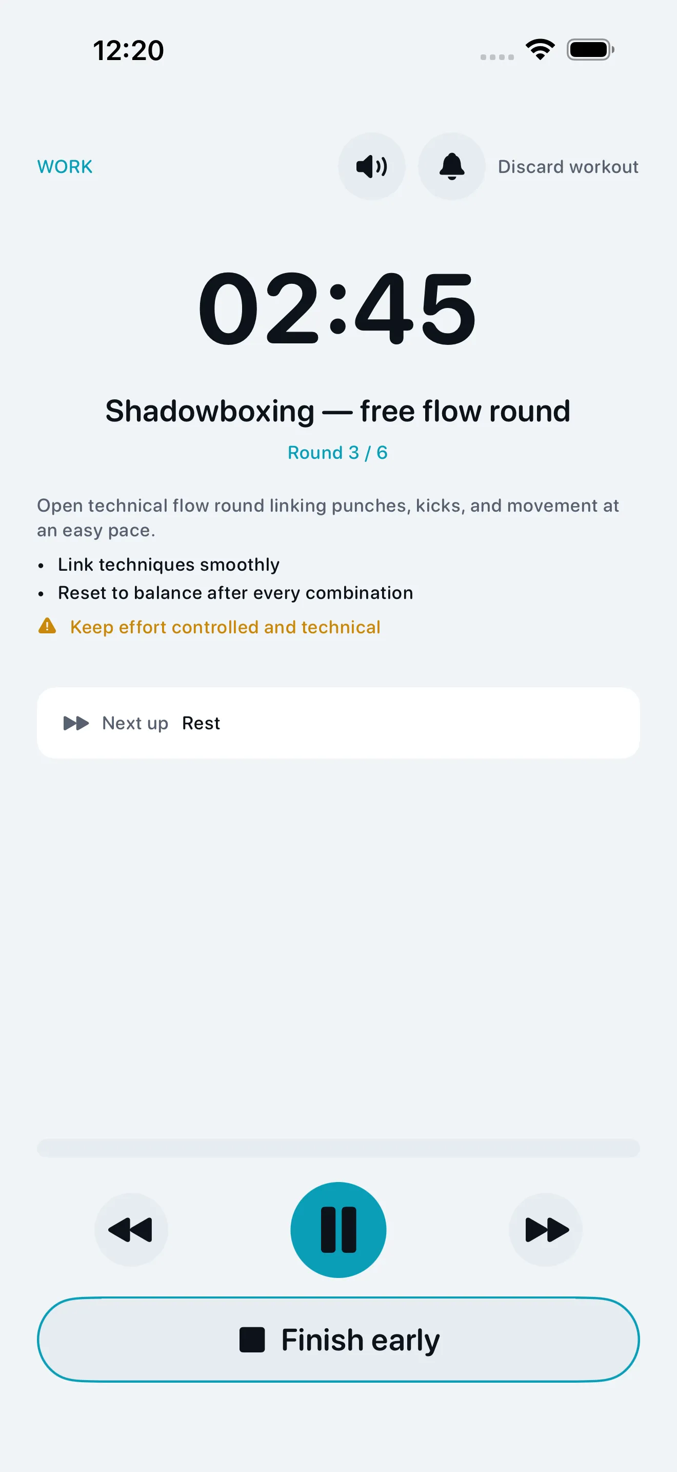 Dee on iPhone: guided round timer